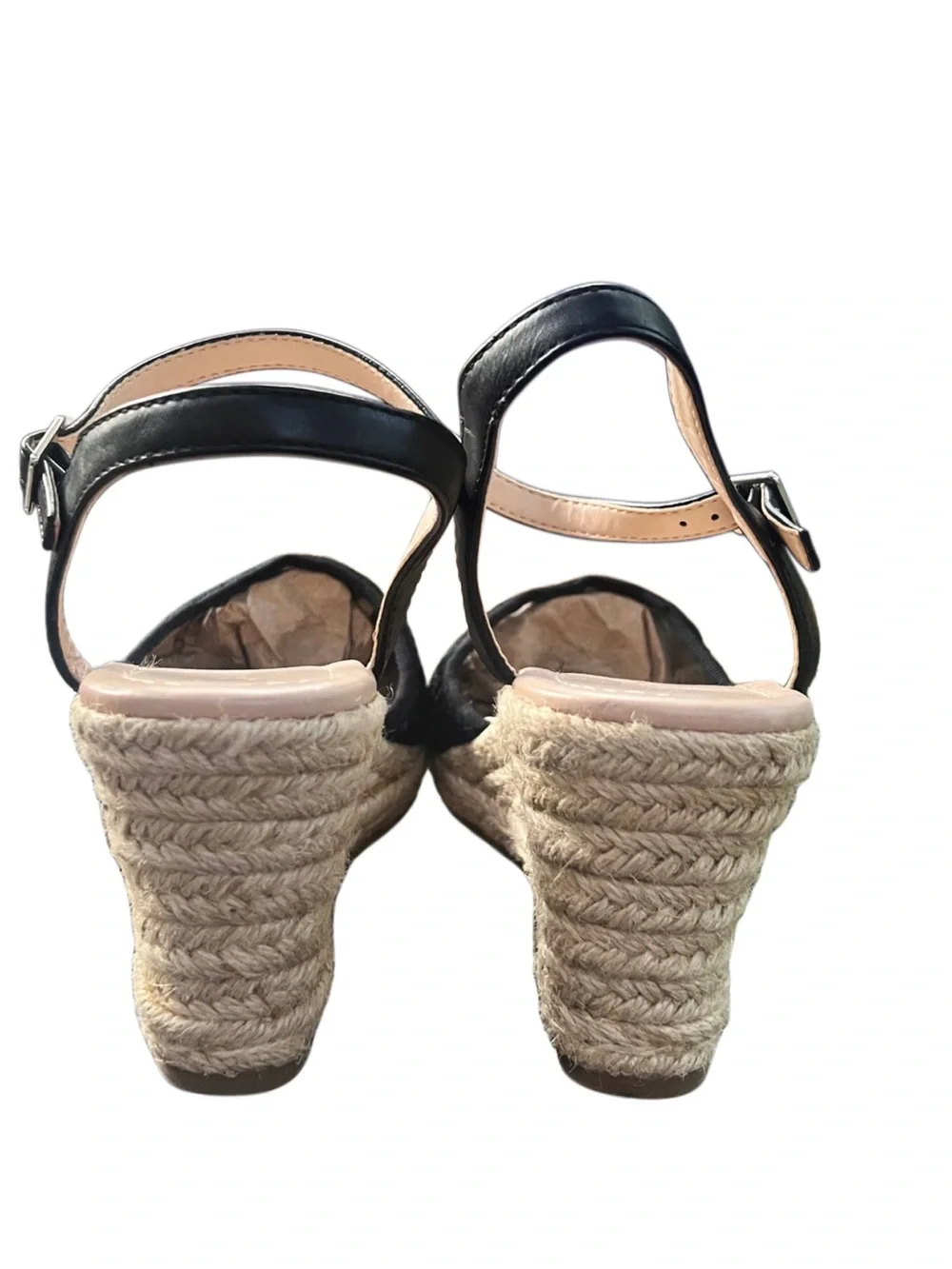 Solano Women's Black Lace Espadrille Wedge Sandals Sz 7.5